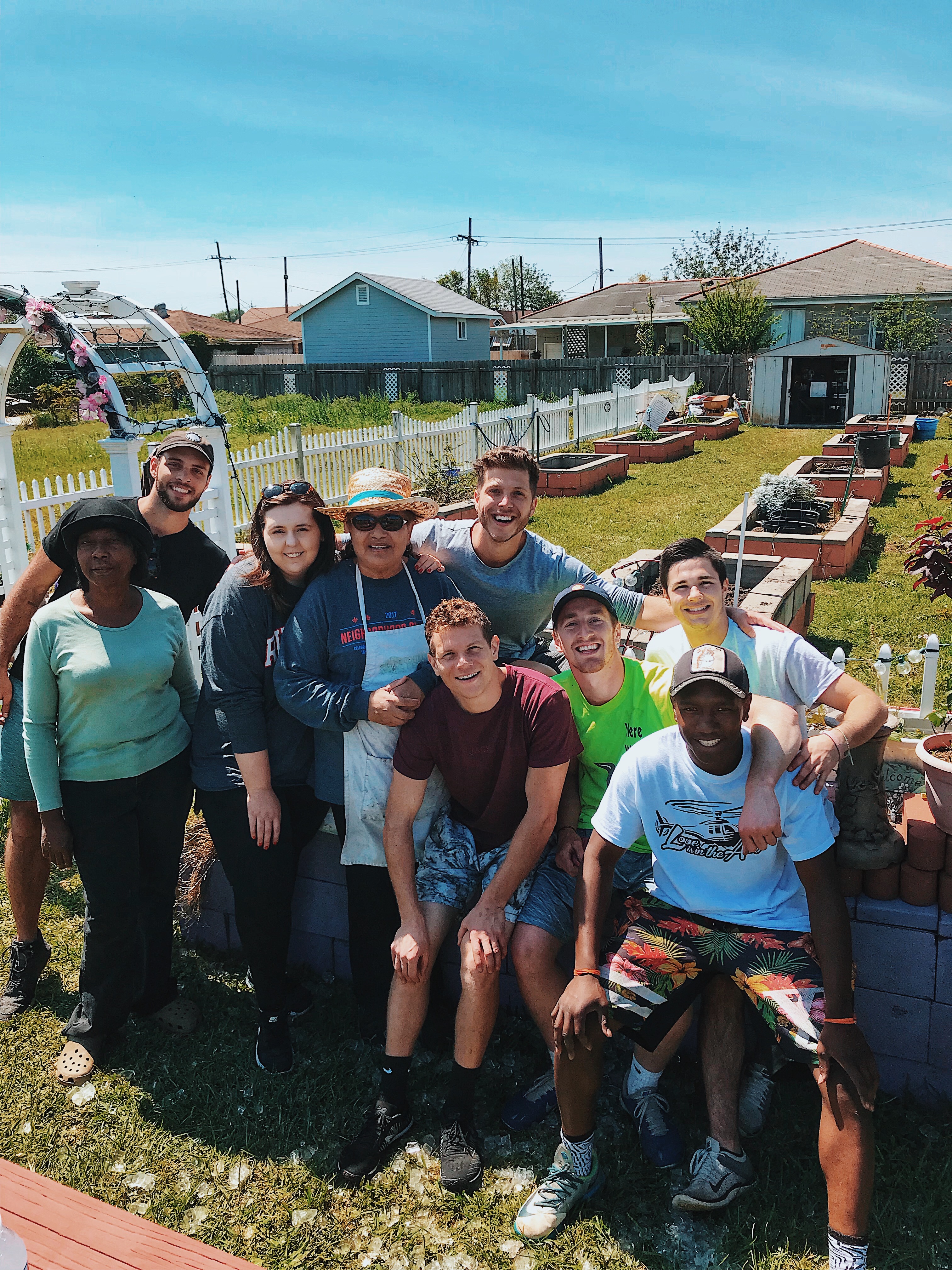 Volunteers at a community garden